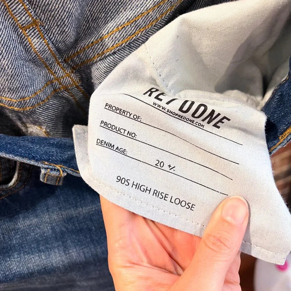 Re/Done 90s High Rise Loose Distressed High Waist Blue Designer Denim Jeans 27 - Picture 10 of 12